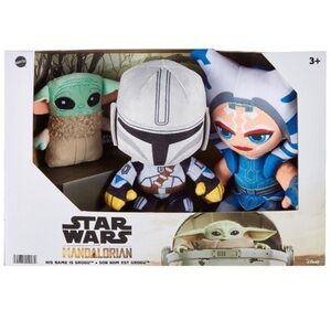 Mattel Star Wars The Mandalorian 3-Pack Plush Set Grogu Yoda Ahsoka Tano…